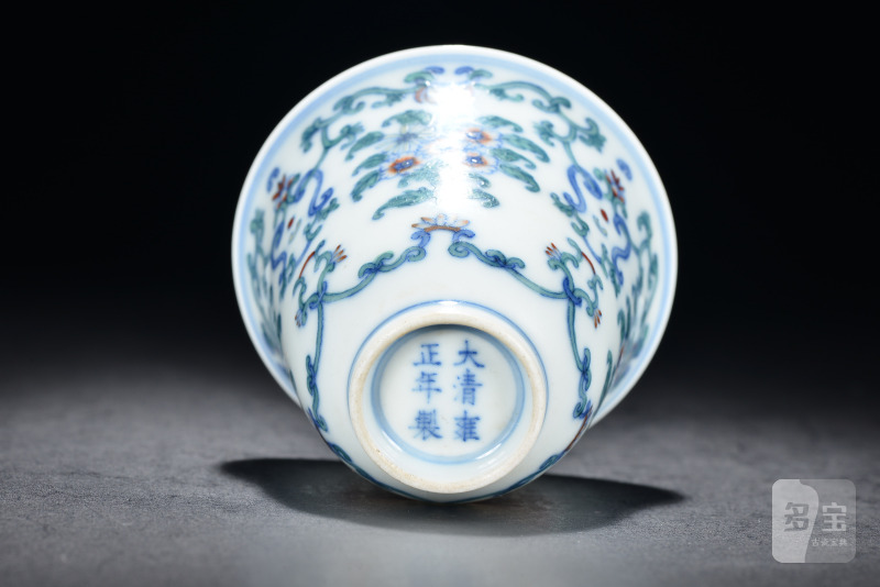 清 斗彩花卉纹杯 - 图5